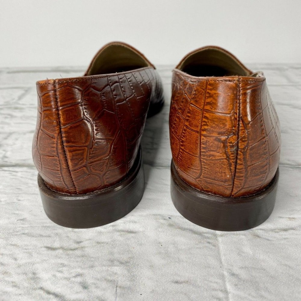 Fratelli Cavallini Womens Shoes 10M Brown Loafers Croc Print Leather NWOT - Picture 9 of 9